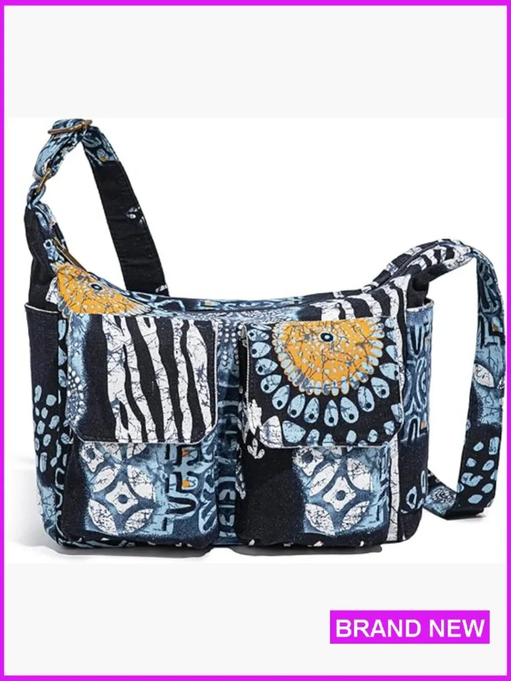 Canvas Hobo Shoulder Bag Boho Hippie Crossbody Multiple Pockets Retro